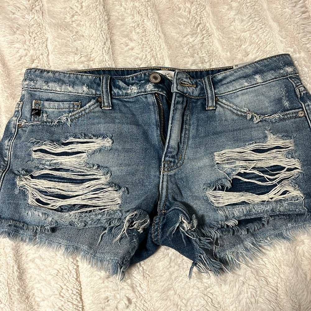 Light wash jean shorts